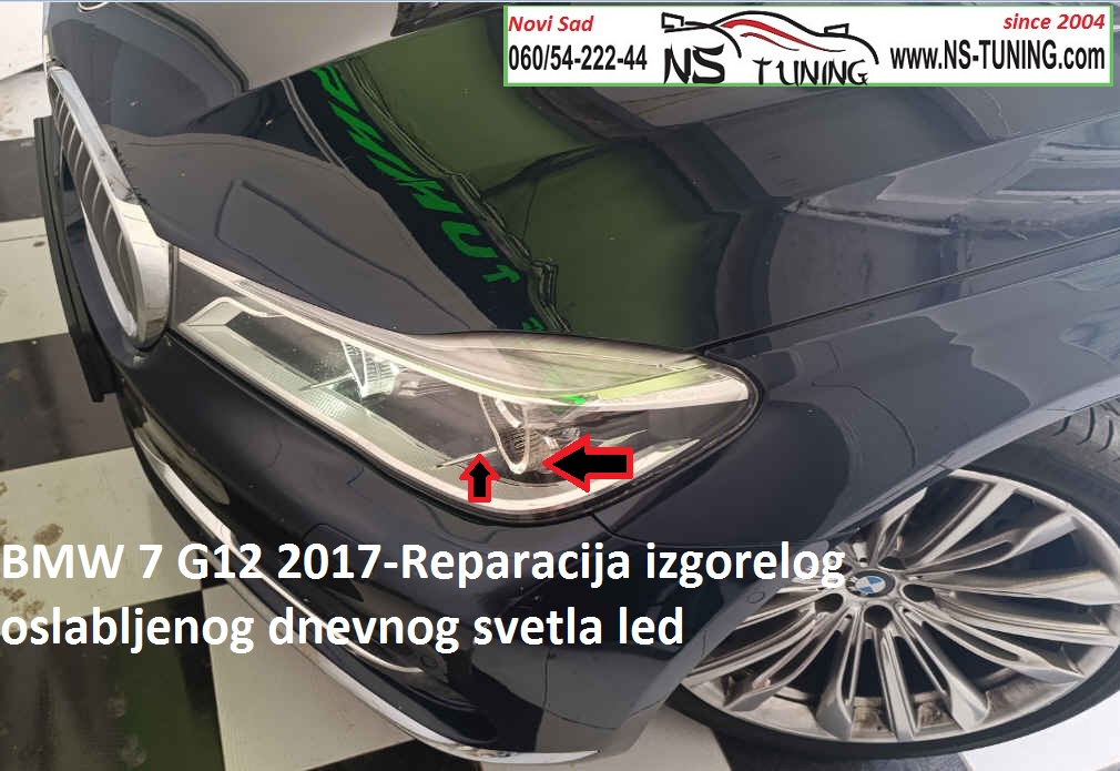 bmw 7 g12 2017 2018 pozuteo led dnevno svetlo izgorelo reparacija popravka servis farova novi sad ns tuning